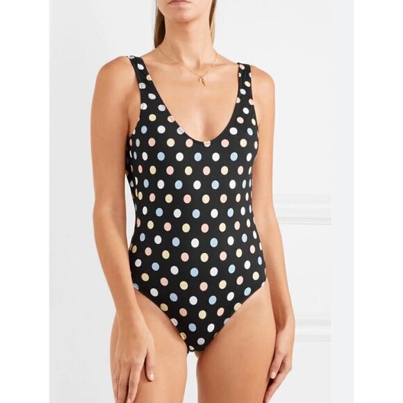 🌷Sale Caroline Constas Clio Bow Embellished Polka Dot One Piece Swimsuit Small